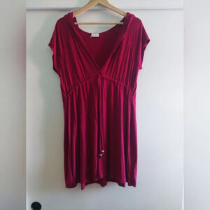 Wearabouts soft Stretch hooded swimsuit cover up dress front tie L/XL Beach